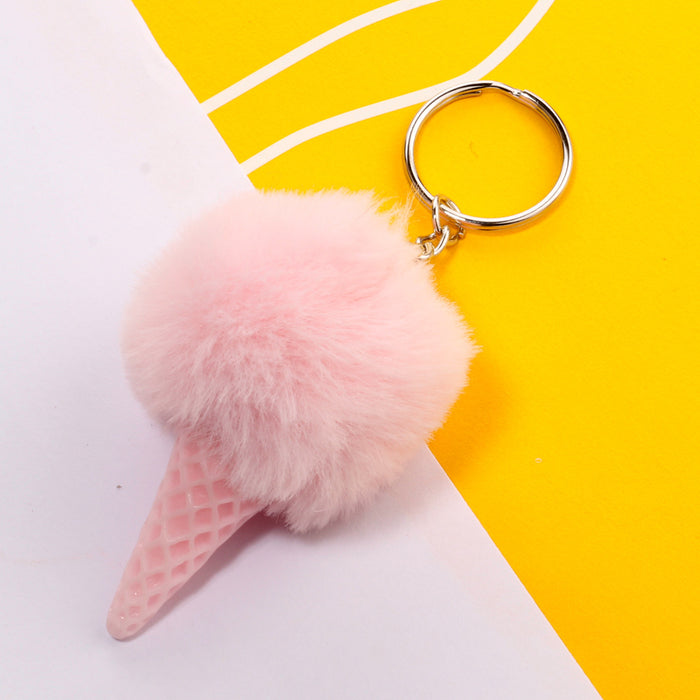 Jewelry WholesaleWholesale Ice Cream HairBall Keychain JDC-KC-QiShi006 Keychains 奇释 %variant_option1% %variant_option2% %variant_option3%  Factory Price JoyasDeChina Joyas De China