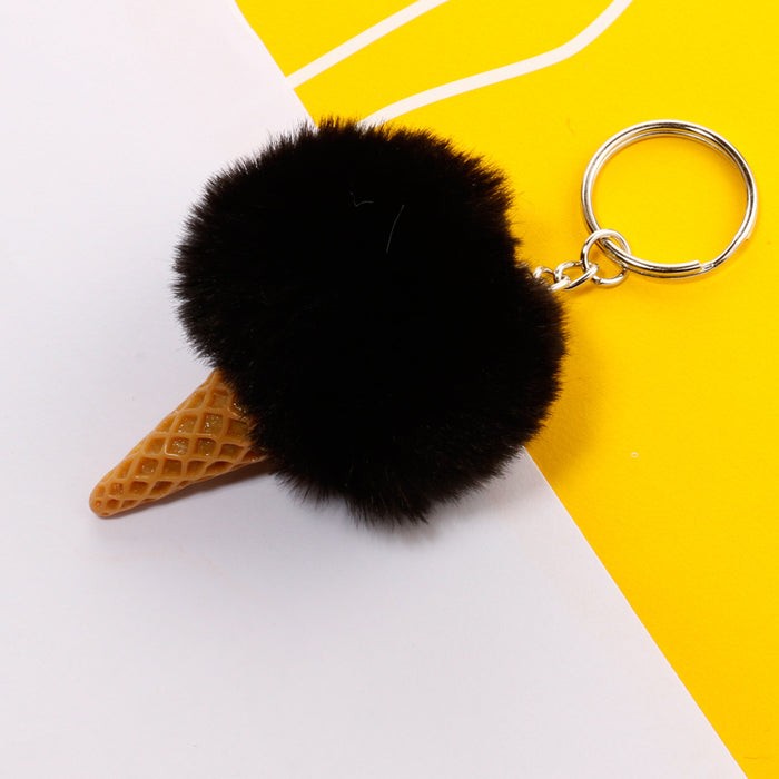 Jewelry WholesaleWholesale Ice Cream HairBall Keychain JDC-KC-QiShi006 Keychains 奇释 %variant_option1% %variant_option2% %variant_option3%  Factory Price JoyasDeChina Joyas De China