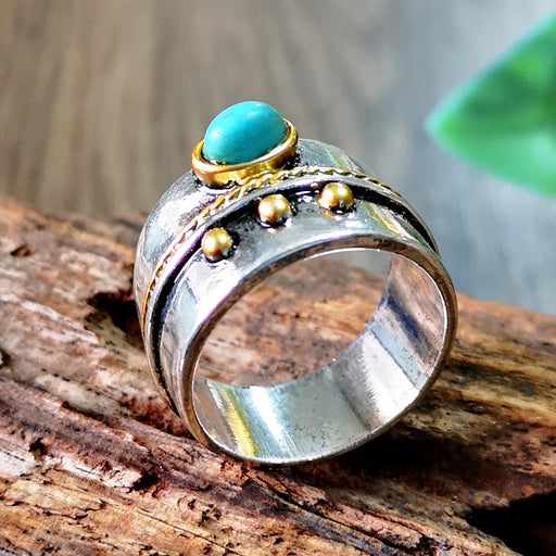 Jewelry WholesaleWholesale Plated 925 Vintage Thai Silver Turquoise Metal Ring JDC-RS-RongY003 Rings 荣钰 %variant_option1% %variant_option2% %variant_option3%  Factory Price JoyasDeChina Joyas De China