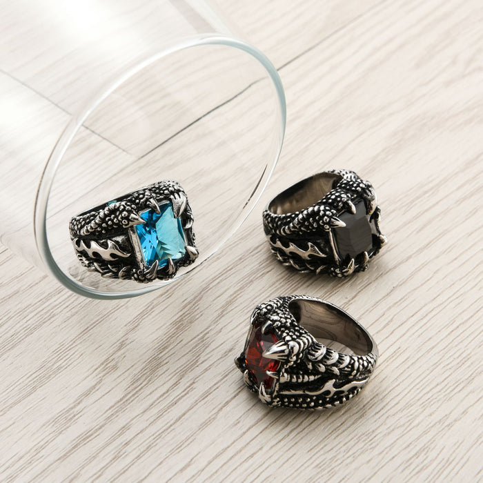 Wholesale Men's Rings Titanium Ruby Dragon Claw JDC-RS-YiS012