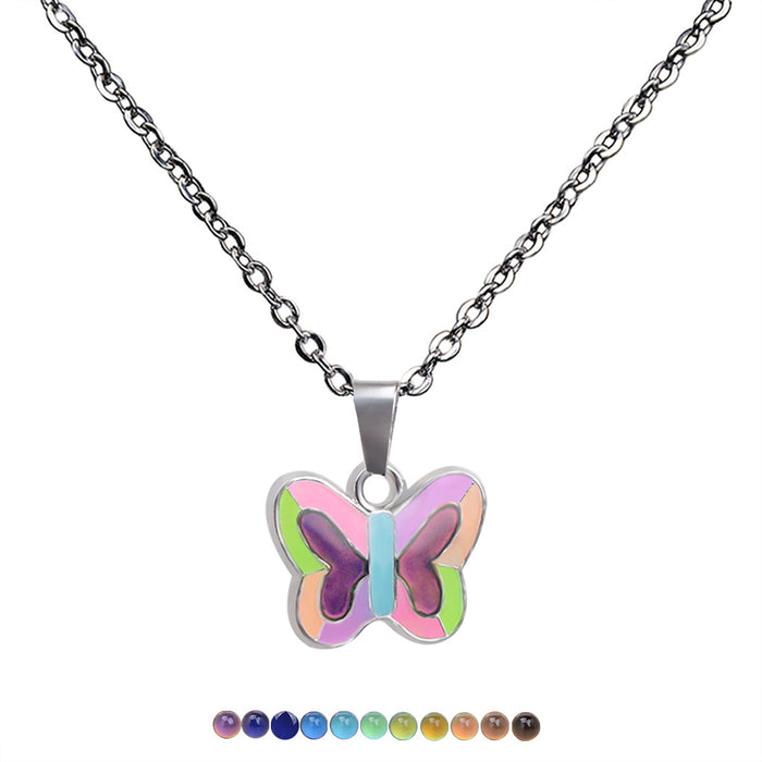 Wholesale Fluorescent Luminous Butterfly Pendant Warm Mood Color Changing Necklace JDC-NE-LanAng003