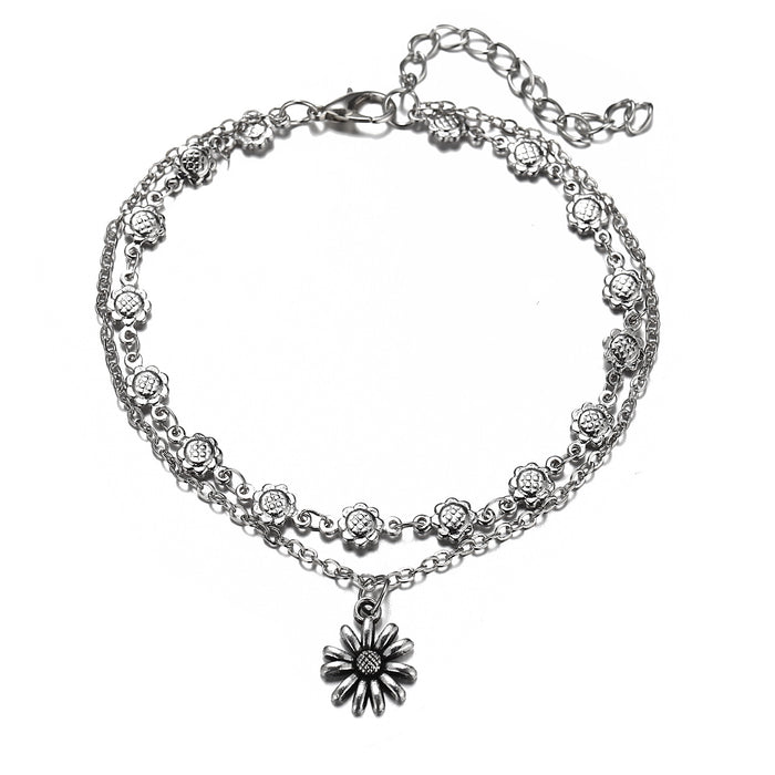 Jewelry WholesaleWholesale creative retro sunflower pendant Anklet JDC-AS-F502 Anklet 韩之尚 %variant_option1% %variant_option2% %variant_option3%  Factory Price JoyasDeChina Joyas De China