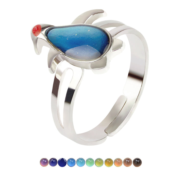 Wholesale Zinc Alloy Enamel Cartoon Turtle Animal Thermochromic Ring JDC-RS-LanA002