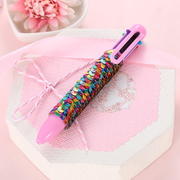 Wholesale Ballpoint Pen Plastic Plush Sequin Color Press Pen MOQ≥2 JDC-BP-HYT006