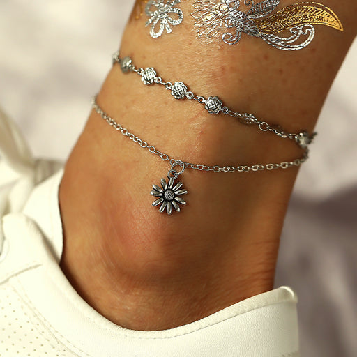 Jewelry WholesaleWholesale creative retro sunflower pendant Anklet JDC-AS-F502 Anklet 韩之尚 %variant_option1% %variant_option2% %variant_option3%  Factory Price JoyasDeChina Joyas De China