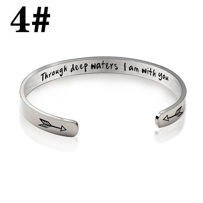 Wholesale Stainless Steel C Shape Opening Inspirational Fucking Going Bracelet JDC-BT-HuH001