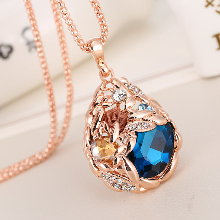 Wholesale Wheat Artificial Crystal Zinc Alloy Necklace JDC-NE-YouH011