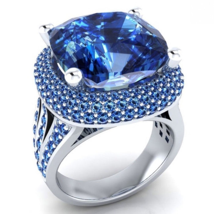 Wholesale Ring Metal Blue Zircon JDC-RS-QiK028