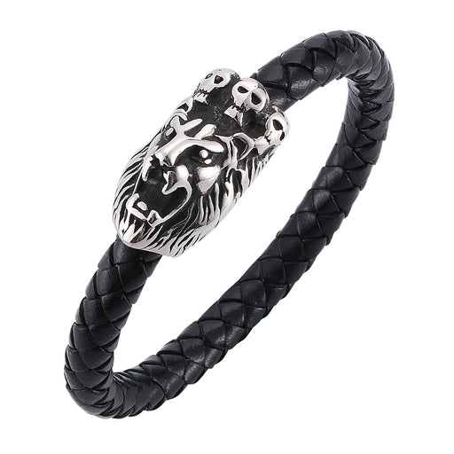 Jewelry WholesaleWholesale Leather Braided Lion Stainless Steel Bracelet JDC-BT-RShen028 Bracelet 日盛 %variant_option1% %variant_option2% %variant_option3%  Factory Price JoyasDeChina Joyas De China