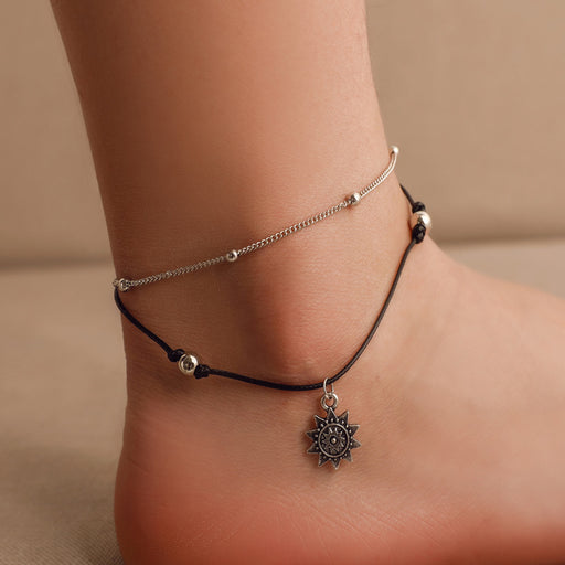 Jewelry WholesaleWholesale Bohemian Double Anklet Braided Knotted JDC-AS-D018 Anklet 晴雯 %variant_option1% %variant_option2% %variant_option3%  Factory Price JoyasDeChina Joyas De China