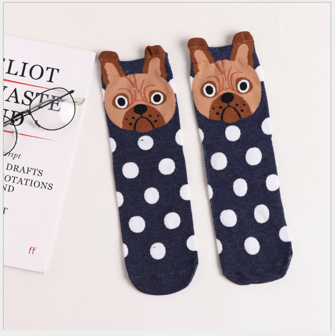 Wholesale Sock Cotton Breathable Sweat Absorbent Tube Cartoon Dog JDC-SK-XinER003