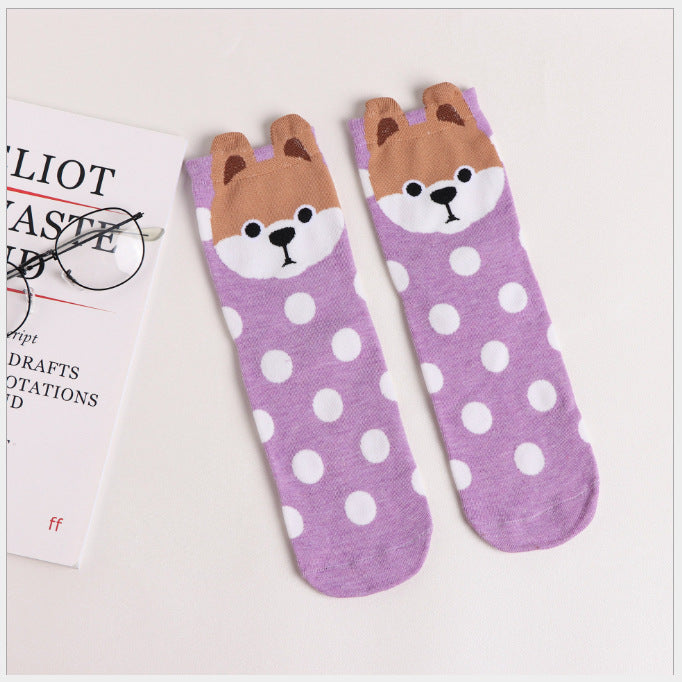 Wholesale Sock Cotton Breathable Sweat Absorbent Tube Cartoon Dog JDC-SK-XinER003