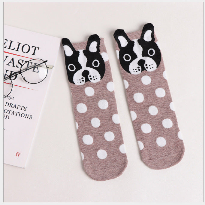 Wholesale Sock Cotton Breathable Sweat Absorbent Tube Cartoon Dog JDC-SK-XinER003