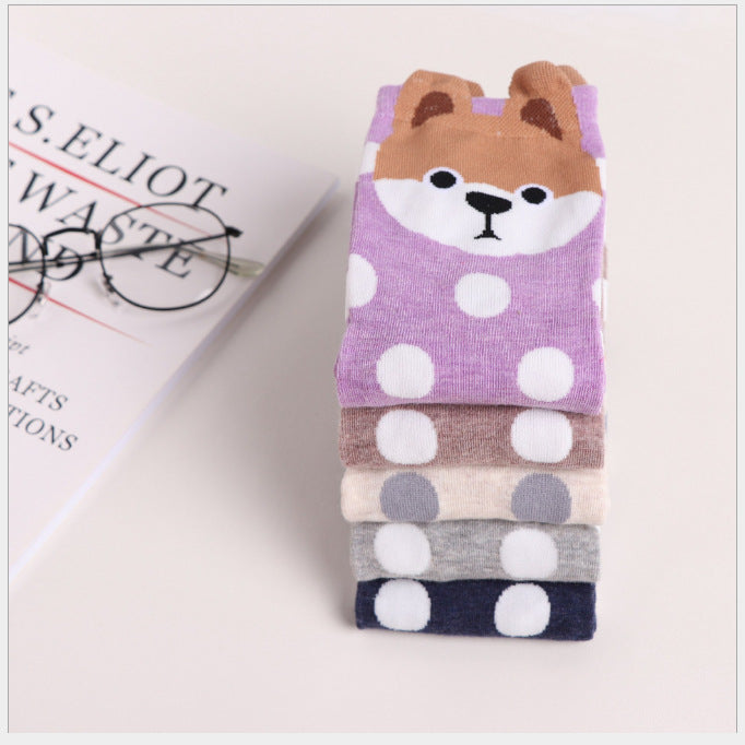 Wholesale Sock Cotton Breathable Sweat Absorbent Tube Cartoon Dog JDC-SK-XinER003