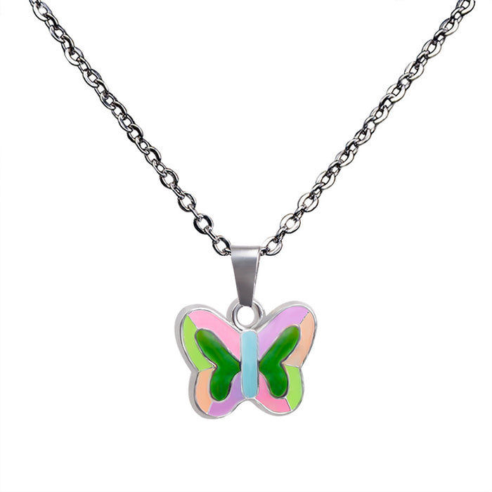 Wholesale Fluorescent Luminous Butterfly Pendant Warm Mood Color Changing Necklace JDC-NE-LanAng003