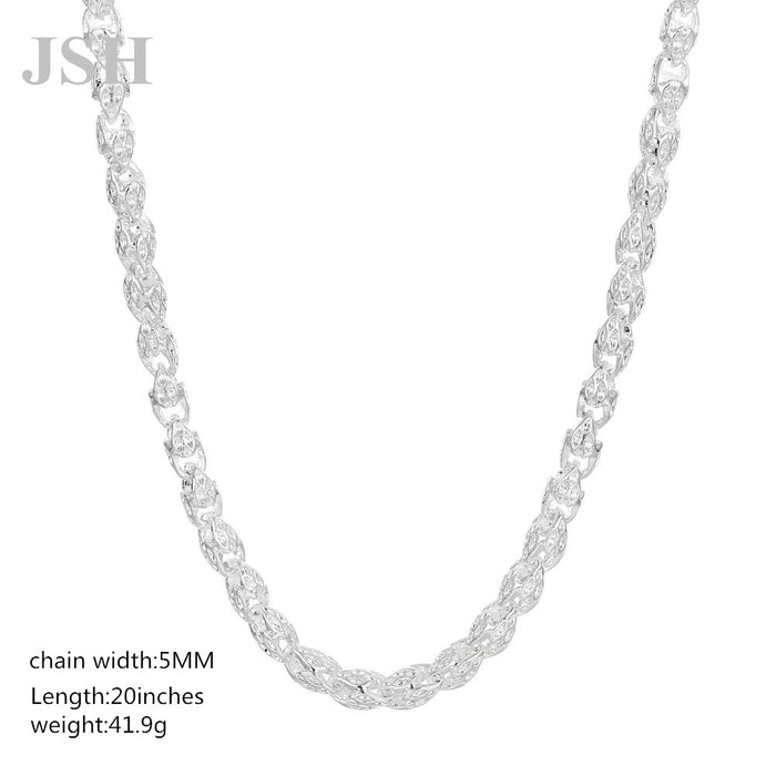 Wholesale Simple Round Men's Ladies Silver Plated Necklace JDC-NE-JSH002