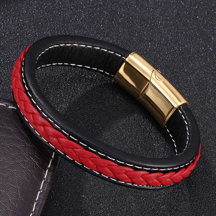 Jewelry WholesaleWholesale Stainless Steel Leather Braided Men's Bracelet JDC-BT-RShen030 Bracelet 日盛 %variant_option1% %variant_option2% %variant_option3%  Factory Price JoyasDeChina Joyas De China