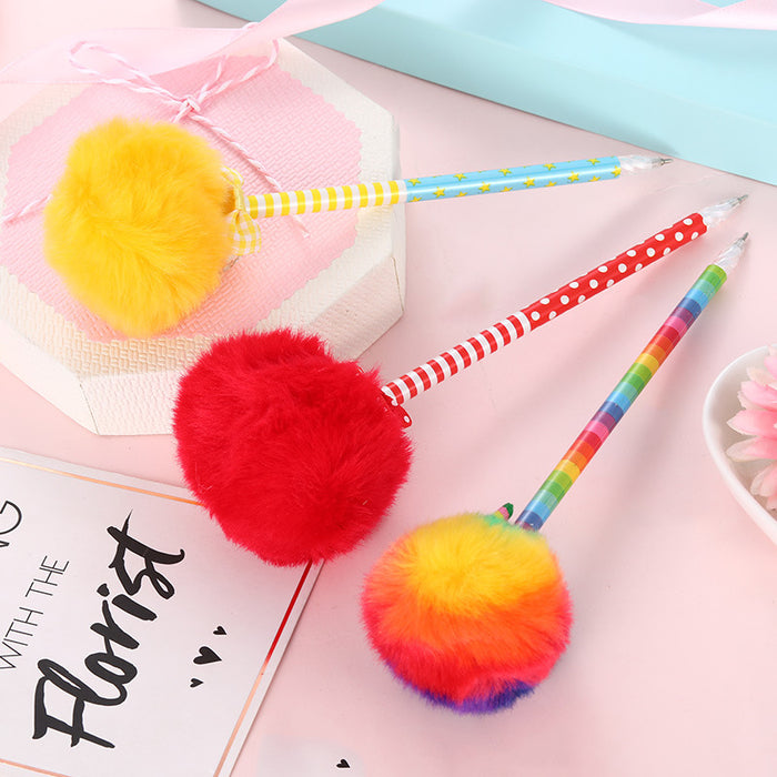 Wholesale Ballpoint Pen PP Plush Cloth Multicolor Fur Ball Gel Pen MOQ≥2 JDC-BP-HYT002