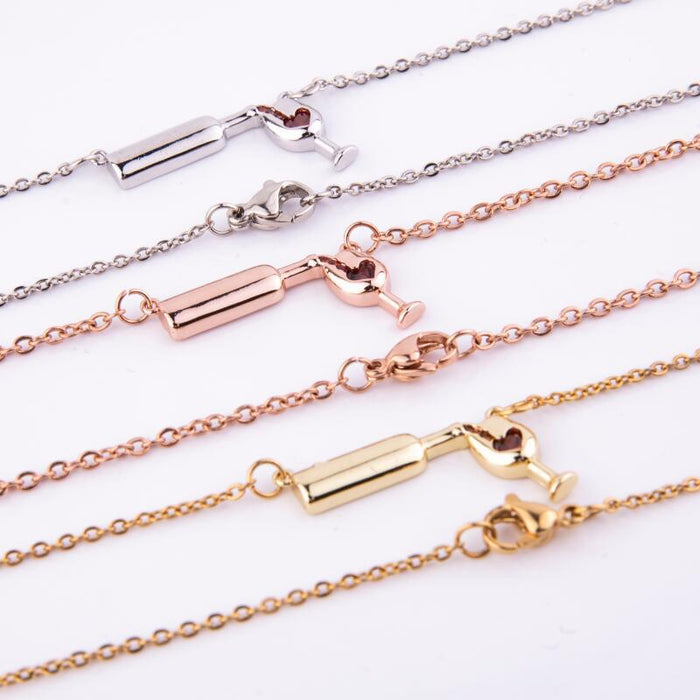 Jewelry WholesaleWholesale Personalized Design Women's Love Wine Bottle Cup Necklace JDC-NE-LvXin004 Necklaces 缕馨 %variant_option1% %variant_option2% %variant_option3%  Factory Price JoyasDeChina Joyas De China