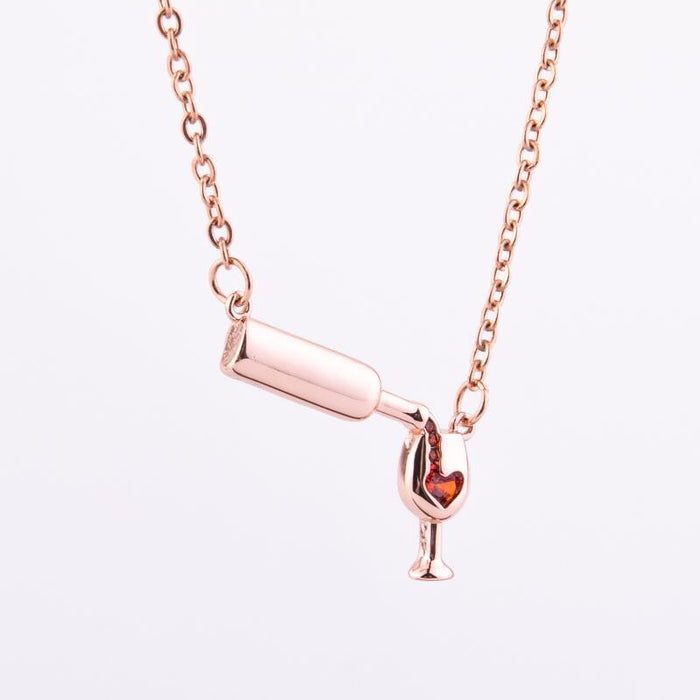 Wholesale Personalized Design Women's Love Wine Bottle Cup Necklace JDC-NE-LvXin004