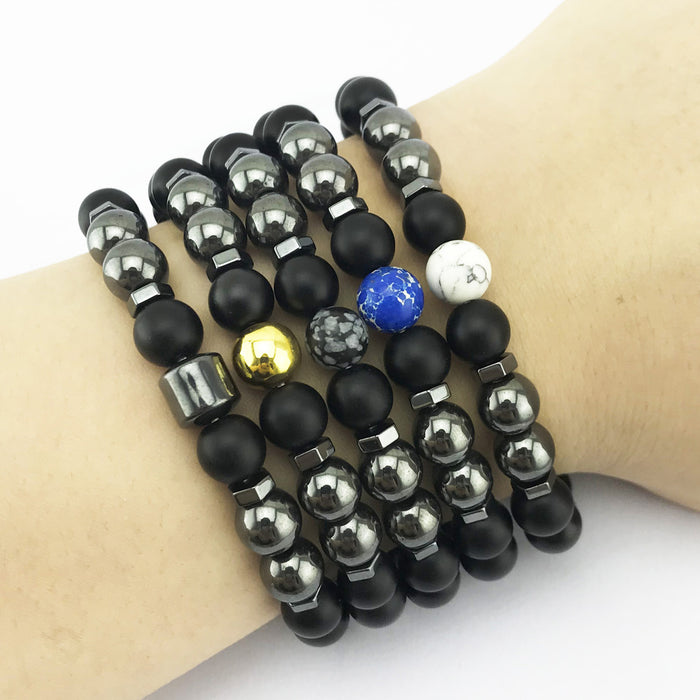 Wholesale Magnetic Imitation Black Onyx White Turquoise Bracelet JDC-BT-JiuL002