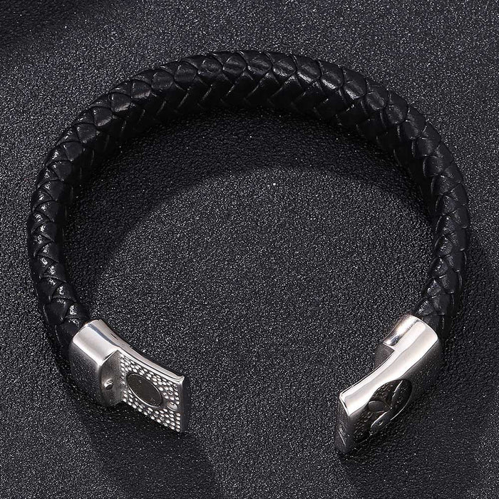 Jewelry WholesaleWholesale Men's Genuine Leather Rabbit Stainless Steel Magnet Buckle Bracelet JDC-BT-RShen033 Bracelet 日盛 %variant_option1% %variant_option2% %variant_option3%  Factory Price JoyasDeChina Joyas De China