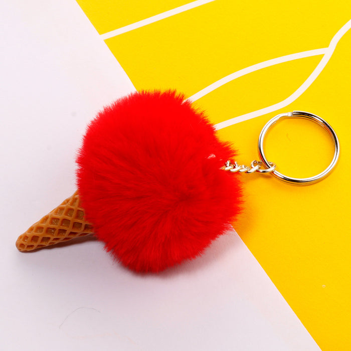 Jewelry WholesaleWholesale Ice Cream HairBall Keychain JDC-KC-QiShi006 Keychains 奇释 %variant_option1% %variant_option2% %variant_option3%  Factory Price JoyasDeChina Joyas De China