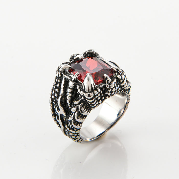 Wholesale Men's Rings Titanium Ruby Dragon Claw JDC-RS-YiS012