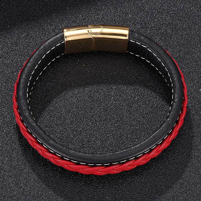 Jewelry WholesaleWholesale Stainless Steel Leather Braided Men's Bracelet JDC-BT-RShen030 Bracelet 日盛 %variant_option1% %variant_option2% %variant_option3%  Factory Price JoyasDeChina Joyas De China