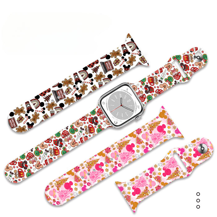 Wholesale Christmas Cartoon Silicone Strap Suitable for Apple Watch Strap JDC-WD-NuoQi001