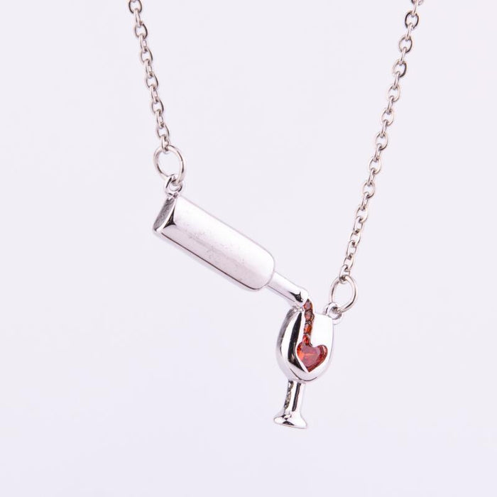 Jewelry WholesaleWholesale Personalized Design Women's Love Wine Bottle Cup Necklace JDC-NE-LvXin004 Necklaces 缕馨 %variant_option1% %variant_option2% %variant_option3%  Factory Price JoyasDeChina Joyas De China