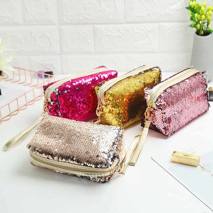 Wholesale Cosmetic Bag Sequin Large Capacity Travel Multifunctional JDC-CB-XinYi002