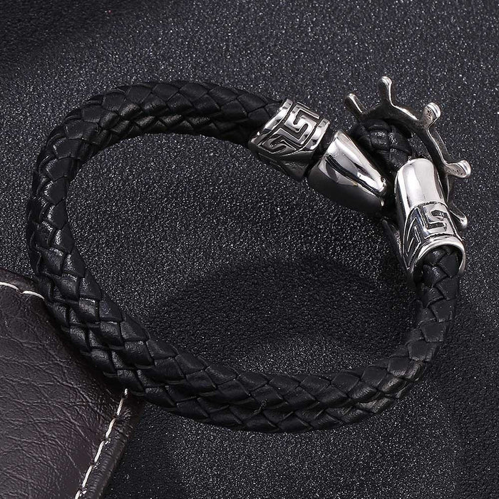 Jewelry WholesaleWholesale Men's Leather Anchor Stainless Steel Bracelet JDC-BT-RShen034 Bracelet 日盛 %variant_option1% %variant_option2% %variant_option3%  Factory Price JoyasDeChina Joyas De China