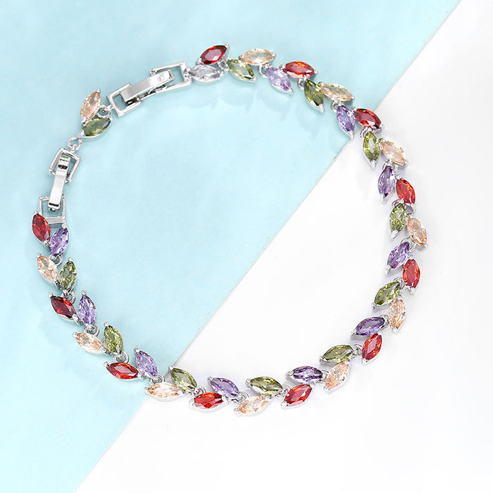 Wholesale Colorful Rainbow Colorful Zircon Rice Bracelet JDC-BT-DDD002