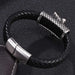 Jewelry WholesaleWholesale Men's Punk Tiger Leopard Stainless Steel Magnet Buckle Leather Bracelet JDC-BT-RShen015 Bracelet 日盛 %variant_option1% %variant_option2% %variant_option3%  Factory Price JoyasDeChina Joyas De China