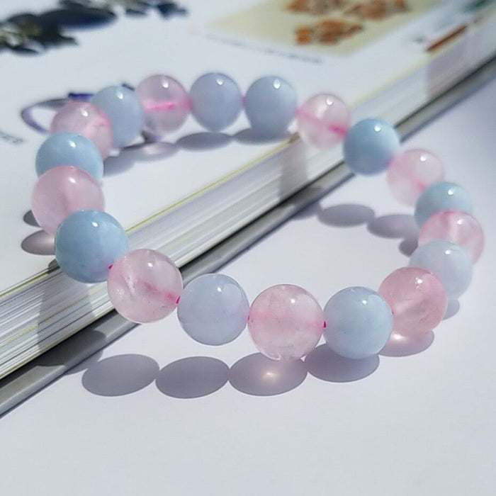 Jewelry WholesaleWholesale Love Career Double Harvest Pink Crystal Aquamarine Crystal Bracelet JDC-BT-BaiM006 Bracelet 百慕 %variant_option1% %variant_option2% %variant_option3%  Factory Price JoyasDeChina Joyas De China