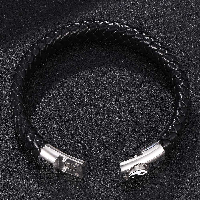 Jewelry WholesaleWholesale Men's Leather Gossip Magnet Buckle Stainless Steel Bracelet JDC-BT-RShen019 Bracelet 日盛 %variant_option1% %variant_option2% %variant_option3%  Factory Price JoyasDeChina Joyas De China