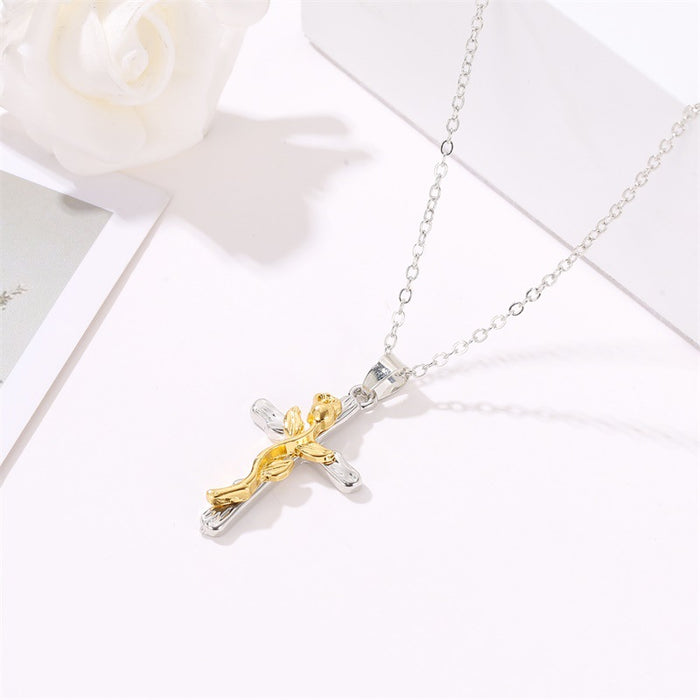 Jewelry WholesaleWholesale vintage leaf cross necklace JDC-NE-D023 Necklaces 晴雯 %variant_option1% %variant_option2% %variant_option3%  Factory Price JoyasDeChina Joyas De China