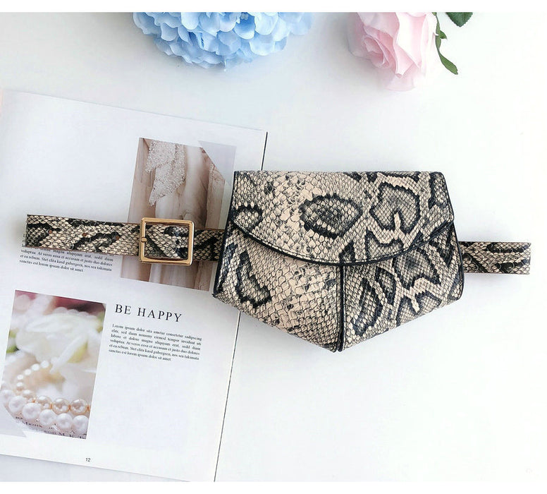 Wholesale Snake Print Faux Leather Ladies Belt Waist Bag MOQ≥2 JDC-WB-JSR001