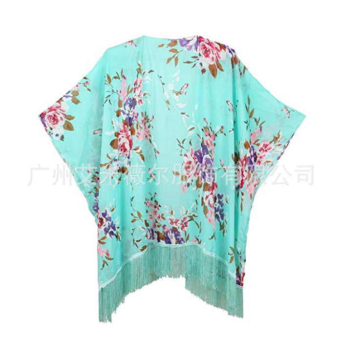 Wholesale Sexy Ladies Chiffon Print Cardigan Bikini Cover Up JDC-SD-Amwe001