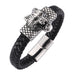 Jewelry WholesaleWholesale Men's Punk Tiger Leopard Stainless Steel Magnet Buckle Leather Bracelet JDC-BT-RShen015 Bracelet 日盛 %variant_option1% %variant_option2% %variant_option3%  Factory Price JoyasDeChina Joyas De China