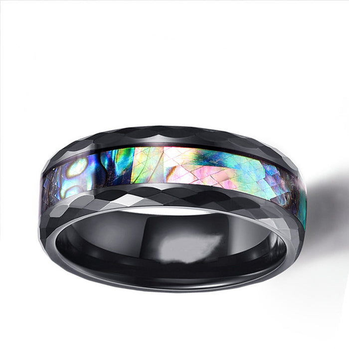 Wholesale Inlaid Shell Titanium Steel Men's Ring JDC-RS-BSheng002