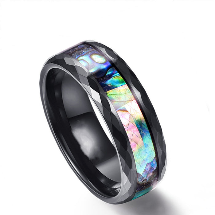 Wholesale Inlaid Shell Titanium Steel Men's Ring JDC-RS-BSheng002