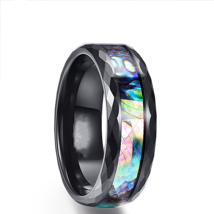 Wholesale Inlaid Shell Titanium Steel Men's Ring JDC-RS-BSheng002