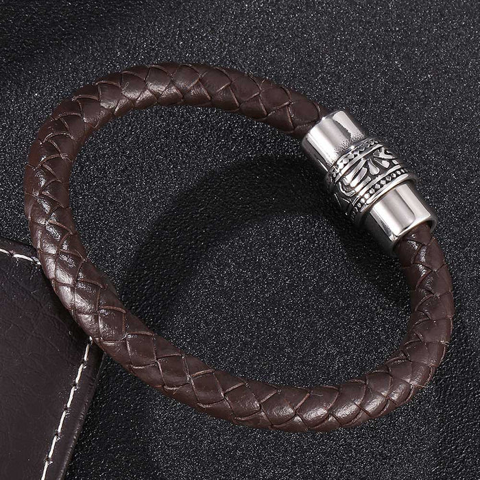 Jewelry WholesaleWholesale Stainless Steel Braided Leather Cord Bracelet JDC-BT-RShen035 Bracelet 日盛 %variant_option1% %variant_option2% %variant_option3%  Factory Price JoyasDeChina Joyas De China