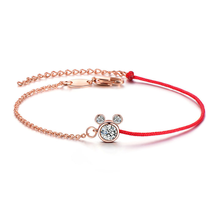 Wholesale Red String Bracelet Rose Gold Zircon Single Diamond Bracelet JDC-BT-DiL002