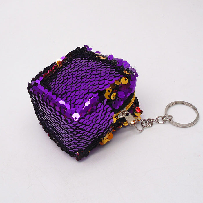 Wholesale square two-color double-sided reversible sequin coin purse JDC-WT-YueC003