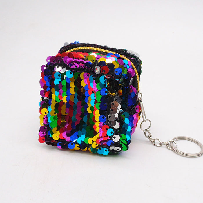 Wholesale square two-color double-sided reversible sequin coin purse JDC-WT-YueC003