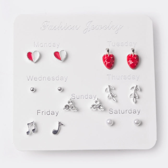 Wholesale 7 pairs of one week ear studs suit students all-match small fresh JDC-ES-Mdd015