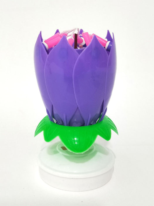 Wholesale Happy Birthday Music Spinning Electronic Lotus Candle JDC-CD-WCheng001